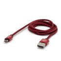 Kabel USB (2.0), USB A M- USB micro B M, 2m, 480 Mb/s, 5V/1A, czerwony, Logo, box, oplot nylonowy, aluminiowa osłona złącza