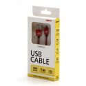 Kabel USB (2.0), USB A M- USB micro B M, 2m, 480 Mb/s, 5V/1A, czerwony, Logo, box, oplot nylonowy, aluminiowa osłona złącza