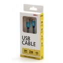 Kabel USB (2.0), USB A M- USB micro B M, 2m, 480 Mb/s, 5V/1A, niebieski, Logo, box, oplot nylonowy, aluminiowa osłona złącza