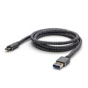 Kabel USB (3.2 gen 1), USB A M- USB C M, 1m, 5 Gb/s, 5V/3A, szary, Logo, box, metalowy oplot, aluminiowa osłona złącza