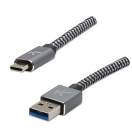 Kabel USB (3.2 gen 1), USB A M- USB C M, 2m, 5 Gb/s, 5V/2A, szary, Logo, box, metalowy oplot, aluminiowa osłona złącza