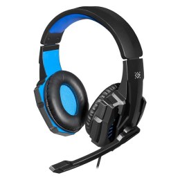 Defender Warhead G-390, Gaming Headset, słuchawki z mikrofonem, regulacja głośności, czarno-niebieski, 2.0, 40 mm przetworniki t