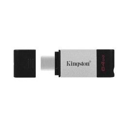 Kingston USB flash disk, USB 3.0 (3.2 Gen 1), 64GB, DataTraveler 80, czarny, DT80/64GB, USB C