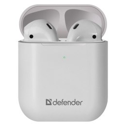 Defender Twins 631, słuchawki z mikrofonem, bez regulacji głośności na przewodzie, biała, douszne, BT 5.0, TWS, etui z ładowarką