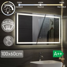 Aquamarin Lustro łazienkowe z oświetleniem LED, 100 x 60 cm