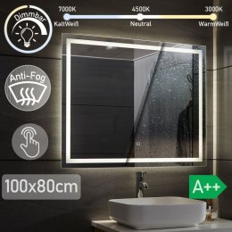 Aquamarin Lustro łazienkowe z oświetleniem LED, 100 x 80 cm