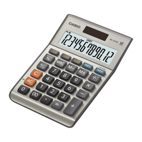 Casio Kalkulator MS 120 B MS, srebrna, stołowy, obliczenie VAT, marży