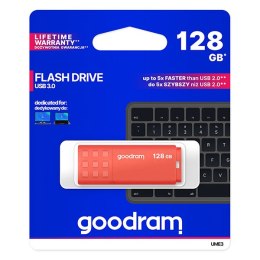 Goodram USB flash disk, USB 3.0 (3.2 Gen 1), 128GB, UME3, pomarańczowy, UME3-1280O0R11, USB A, z osłoną