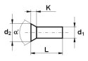 NIT ALUMINIOWY PEŁNY Z ŁBEM STOŻKOWYM PŁASKIM 6.0*16 MM