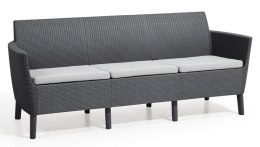 Ogrodowa polirattanowa sofa SALEMO - trzyosobowa, grafitowa