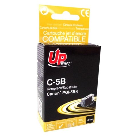 UPrint kompatybilny ink / tusz z PGI5BK, black, 380s, 26ml, C-5B, z chipem, dla Canon iP4200, 5200, 5200R, MP500, 800