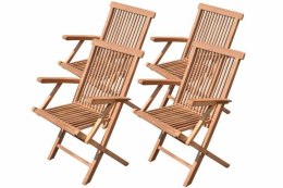 DIVERO Zestaw 4 składanych krzeseł ogrodowych z drewna tekowego