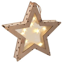 Świąteczna drewniana gwiazda z efektem 3D, 8 diod LED