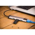 USB (3.1) hub 5-port, 49141, szara, délka kabelu 15cm, Verbatim, adapter USB C na USB C, 1x USB A, HDMI, ETHERNET