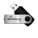 MediaRange USB flash disk, USB 2.0, 64GB, czarny, MR912, USB A, swivel / twister