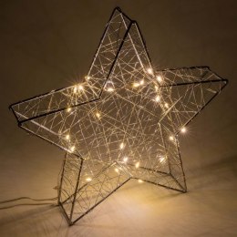 Dekoracyjna metalowa gwiazda 25 LED - srebrna