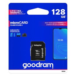 Goodram Micro Secure Digital Card, 128GB, micro SDXC, M1AA-1280R12, UHS-I U1 (Class 10), z adapterm