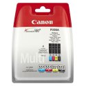 Canon CLI-551 multipack (CMYK) + PP-201 fotopapier 50x, foto papier, pojemność 4x7ml typ połysk, biały, 10x15cm, 4x6", 50 szt., 