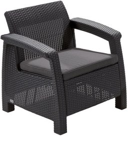Krzesło ogrodowe CORFU - grafit + szara poduszka