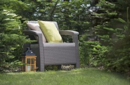 Krzesło ogrodowe CORFU - grafit + szara poduszka