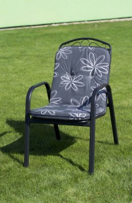 Poduszka na niskie krzesło SCALA - szara z kwiatami