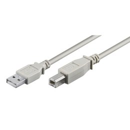Kabel USB (2.0), USB A M- USB B M, 3m, szary, Logo, plastic bag
