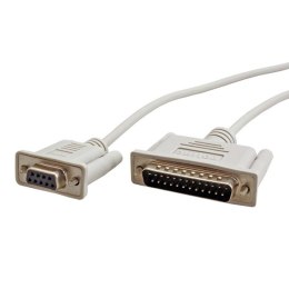 Kabel do transmisji danych serial + równoległe, 25 pin M- 9 pin F, 6m, szary, do modemu