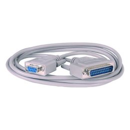 Kabel do transmisji danych serial + równoległe, 25 pin M- 9 pin F, 6m, szary, do modemu