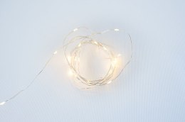 Świąteczny LED srebrny drut - 20 LED, biała ciepła