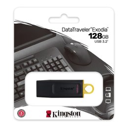 Kingston USB flash disk, USB 3.0 (3.2 Gen 1), 128GB, DataTraveler Exodia, czarny, DTX/128GB, USB A, z osłoną