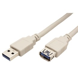 Kabel USB (2.0), USB A M- USB A F, 3m, szary