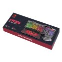 Marvo CM306, Zestaw klawiatur + mysz i podkładka dla graczy, US, do gry, membranowa typ przewodowa (USB), czarna, podświetlona