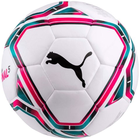 Piłka nożna Puma teamFINAL 21.5 Hybrid biało-różowo-niebieska 83309 01