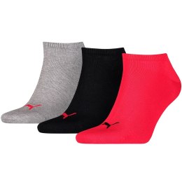 Skarpety Puma Unisex Sneaker Plain 3P czerwone, czarne, szare 906807 02/261080012