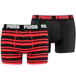 Bokserki męskie Puma Heritage Stripe Boxer 2P czerwone, czarne 907838 07