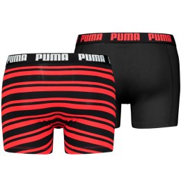 Bokserki męskie Puma Heritage Stripe Boxer 2P czerwone, czarne 907838 07