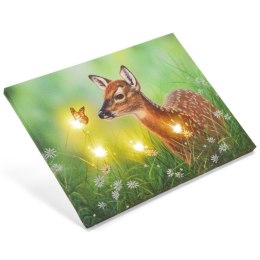 Podświetlany obraz - jeleń na łące, 4 diody LED, 30 x 40 cm