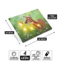 Podświetlany obraz - jeleń na łące, 4 diody LED, 30 x 40 cm