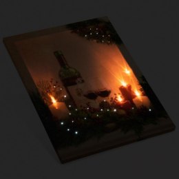 Podświetlany obraz - świece z winem, 5 LED, 30 x 40 cm
