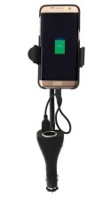 Sprężynowy uchwyt na telefon - 20 cm, 2 x USB