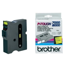 Brother oryginalny taśma do drukarek etykiet, Brother, TX-651, czarny druk/żółty podkład, laminowane, 8m, 24mm