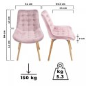 MIADOMODO Zestaw pikowanych krzeseł do jadalni, różowy, 2 sz