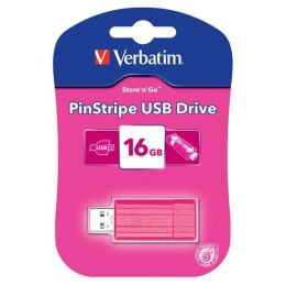 Verbatim USB flash disk, 2.0, 16GB, Store,N,Go PinStripe, różowy, 49067, do archiwizacji danych