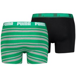 Bokserki męskie Puma Heritage Stripe Boxer 2P zielono-szare, czarne 907838 06