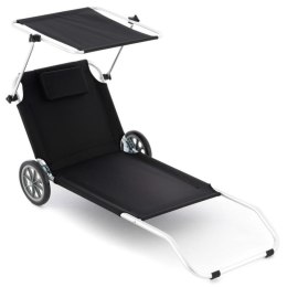 Krzesło plażowe z dachem i funkcją wózka, 150 x 60 x 90 cm