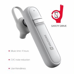 SWISSTEN Bluetooth headset caller / słuchawka bluetooth regulacja głośności, biała, bluetooth