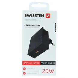Zasilacz / sieciowy adapter SWISSTEN 20W, 1 port, USB-C, biały