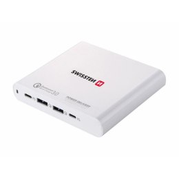 Zasilacz / sieciowy adapter SWISSTEN 87W, 4-portowy, USB-C, USB-A, biały