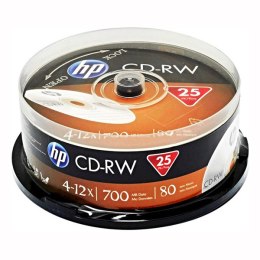 HP CD-RW, CWE00019-3, 69313, 25-pack, 700MB, 80min., bez możliwości nadruku, cake box, Standard