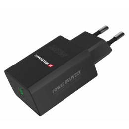 Zasilacz / sieciowy adapter SWISSTEN 25W, 1 port, USB-C, czarny